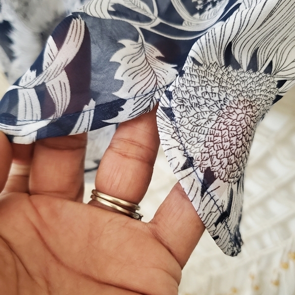 Liberty Fabric X Target Babydoll Sheer Fairycore Whimsy Floral Lace Top Blue XL - Picture 7 of 8